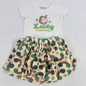 Cheeky Plum Girls Size 8 Outfit Skirt Set St Patrick's Day Lucky Leprechaun